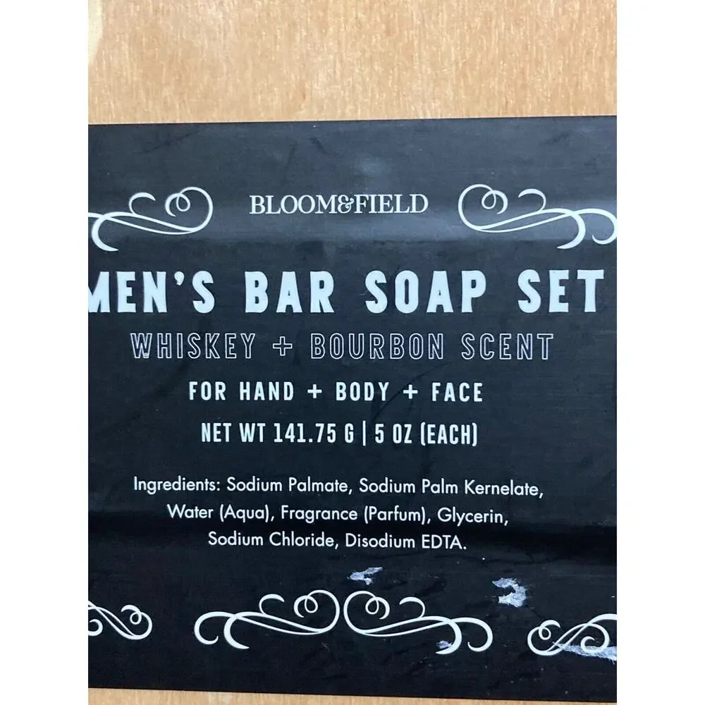 Bloom & Field- Whiskey Soap Bar‎ Set Of 2 Whiskey + Bourbon Scent For hands body